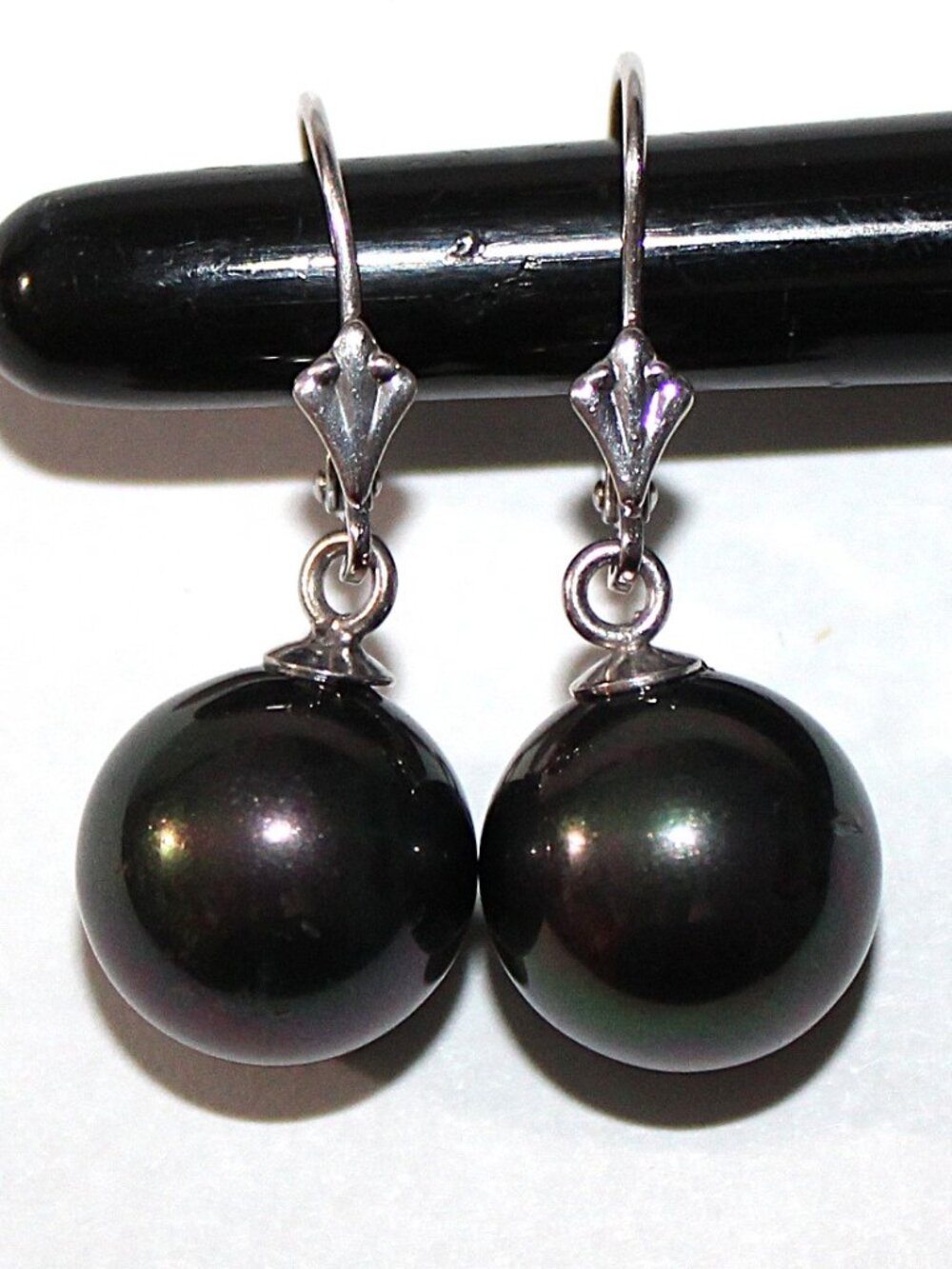 Sterling Silver Faux Black Pearl Earrings Lucas Lameth